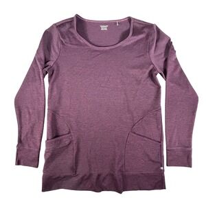 Toad&Co Womens Medium Plum Purple Long Sleeve Pockets Tunic Top Scoop Neck